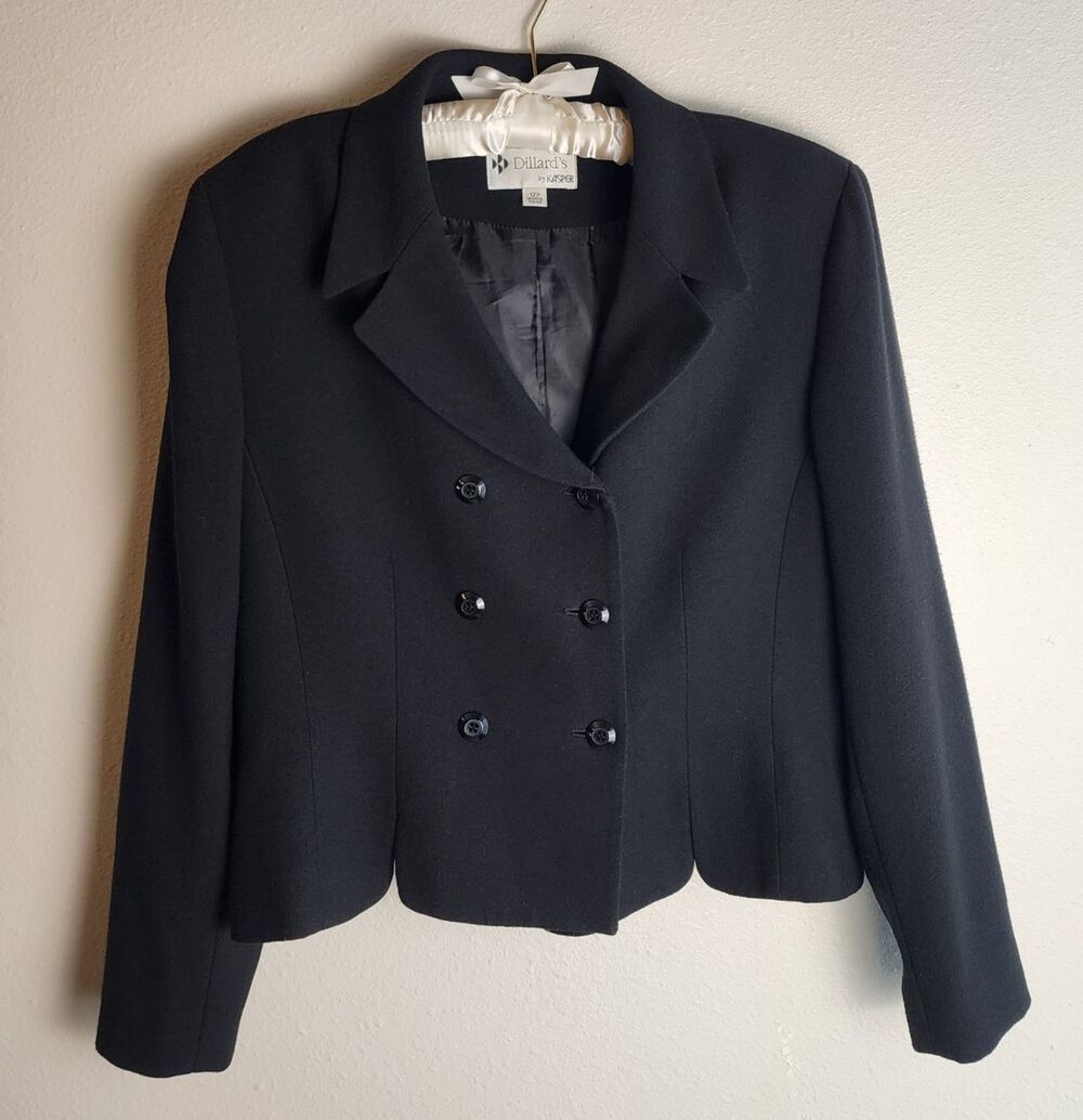 Dillard's by Kasper Black Blazer Women's 12P Petite Tailored Career